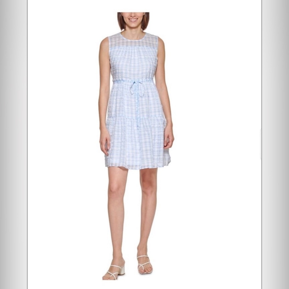 Calvin Klein Gingham Chiffon Tiered Sundress Size 4